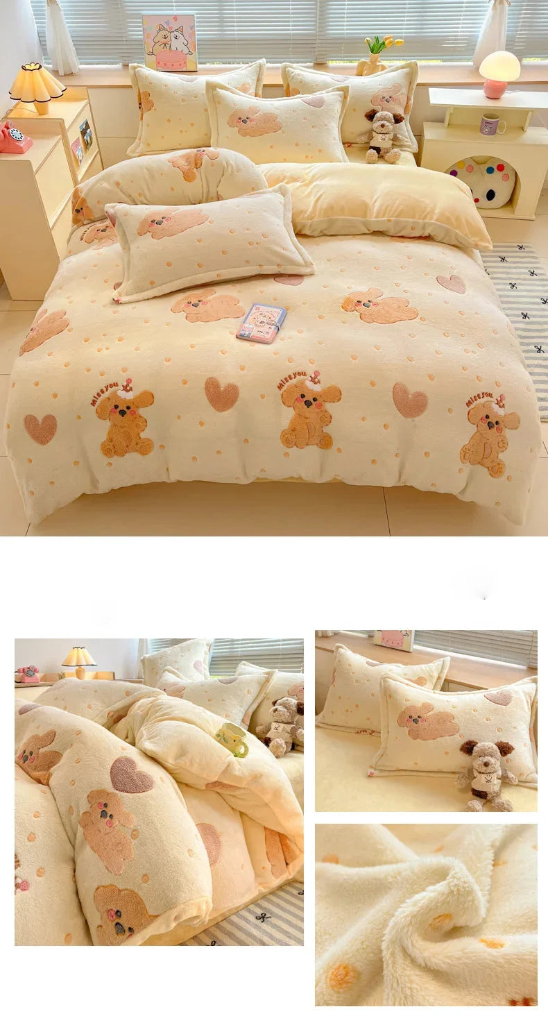 Florale Milchfleece – Moderne Doppelbettdecke 220x240