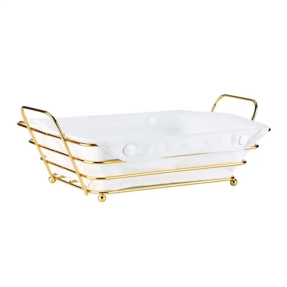 Metall Brotkorb – Goldenes Design – 30x20x10cm