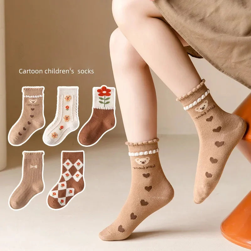 Kinder Baumwollsocken – Europäischer Stil, Cartoon-Muster