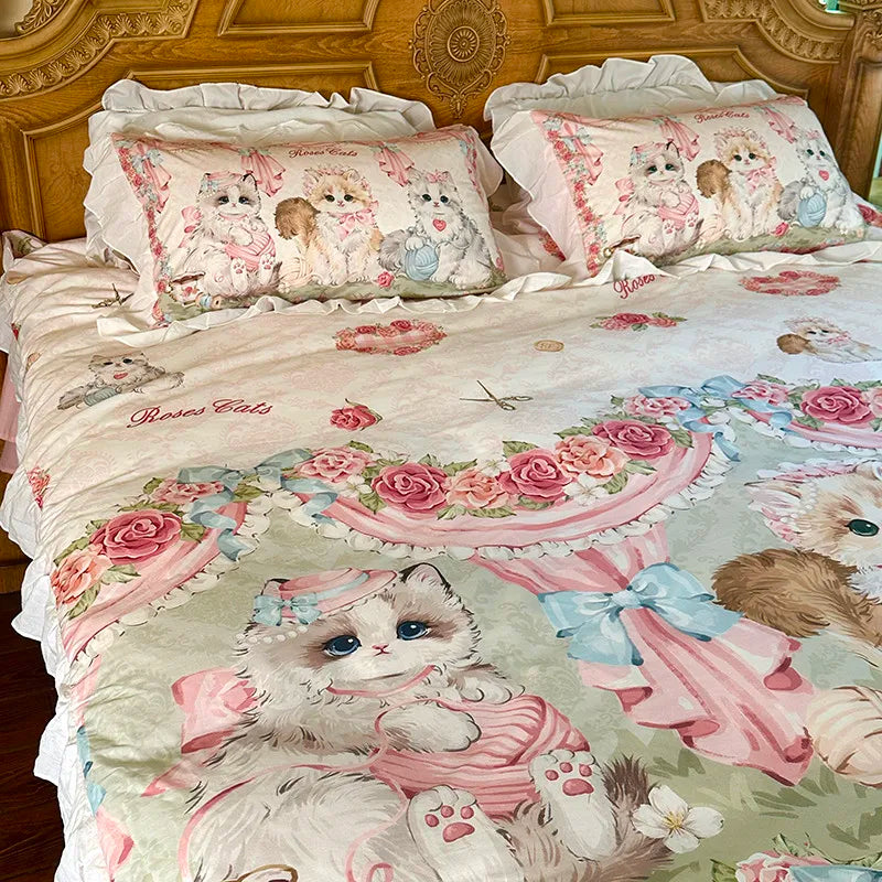 Baumwoll-Bettwäsche – Prinzessin-Stil – Twin, Queen, Double