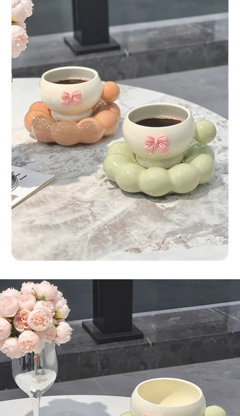 Keramik Kaffeetasse – Skandinavisches Design – Mit Löffel