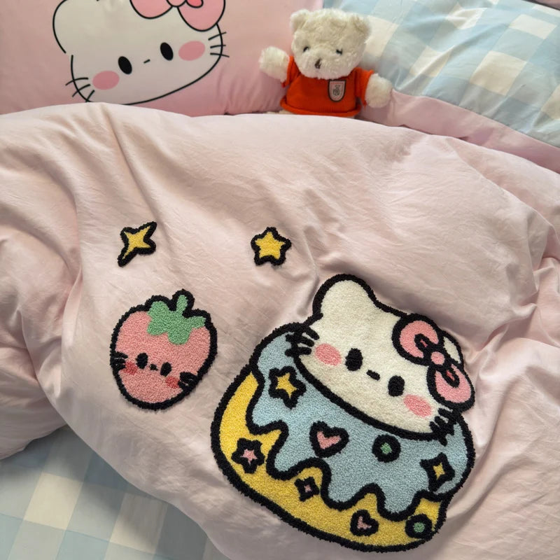 Niedliches Baumwoll-Bettwäsche-Set – Cartoon-Stil – Für Kinder 1.5m/1.8m/2.0m