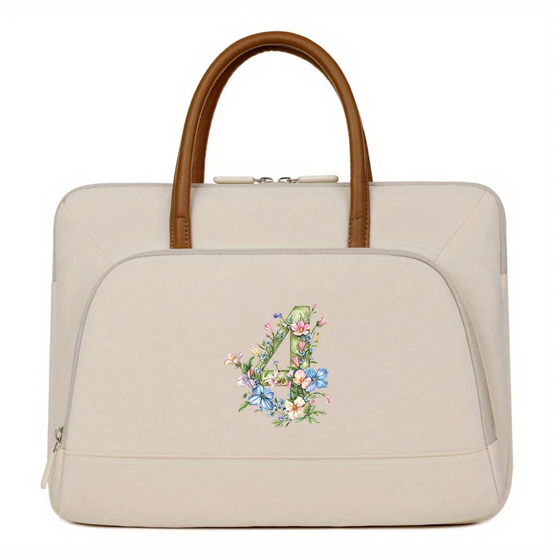 Laptop-Aktentasche - Florales Polyester - Grosses Volumen