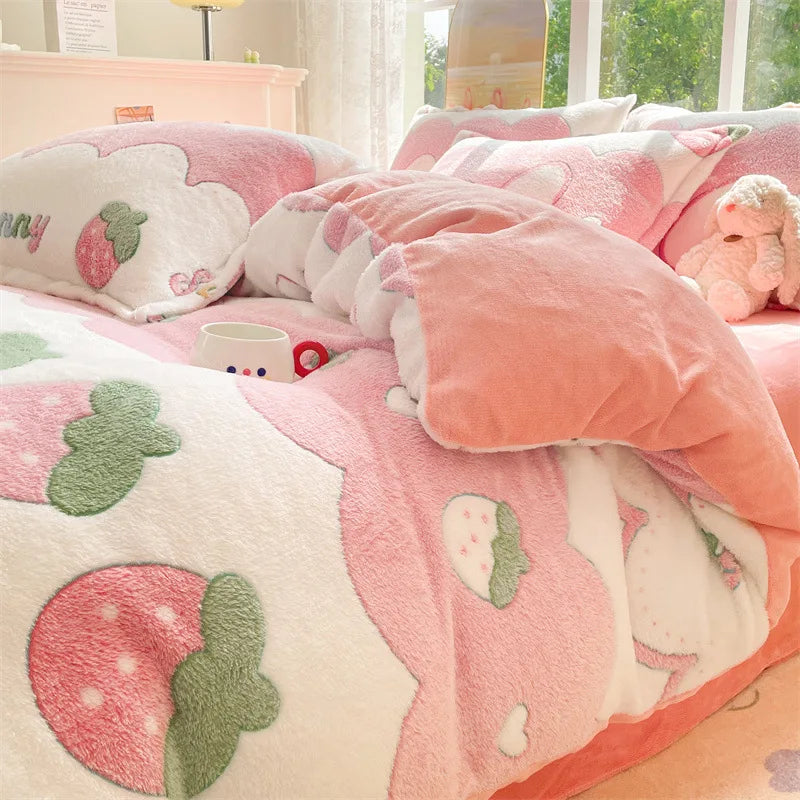 Fleece Bettwäsche – Winter Coral Flanell – 200x230cm