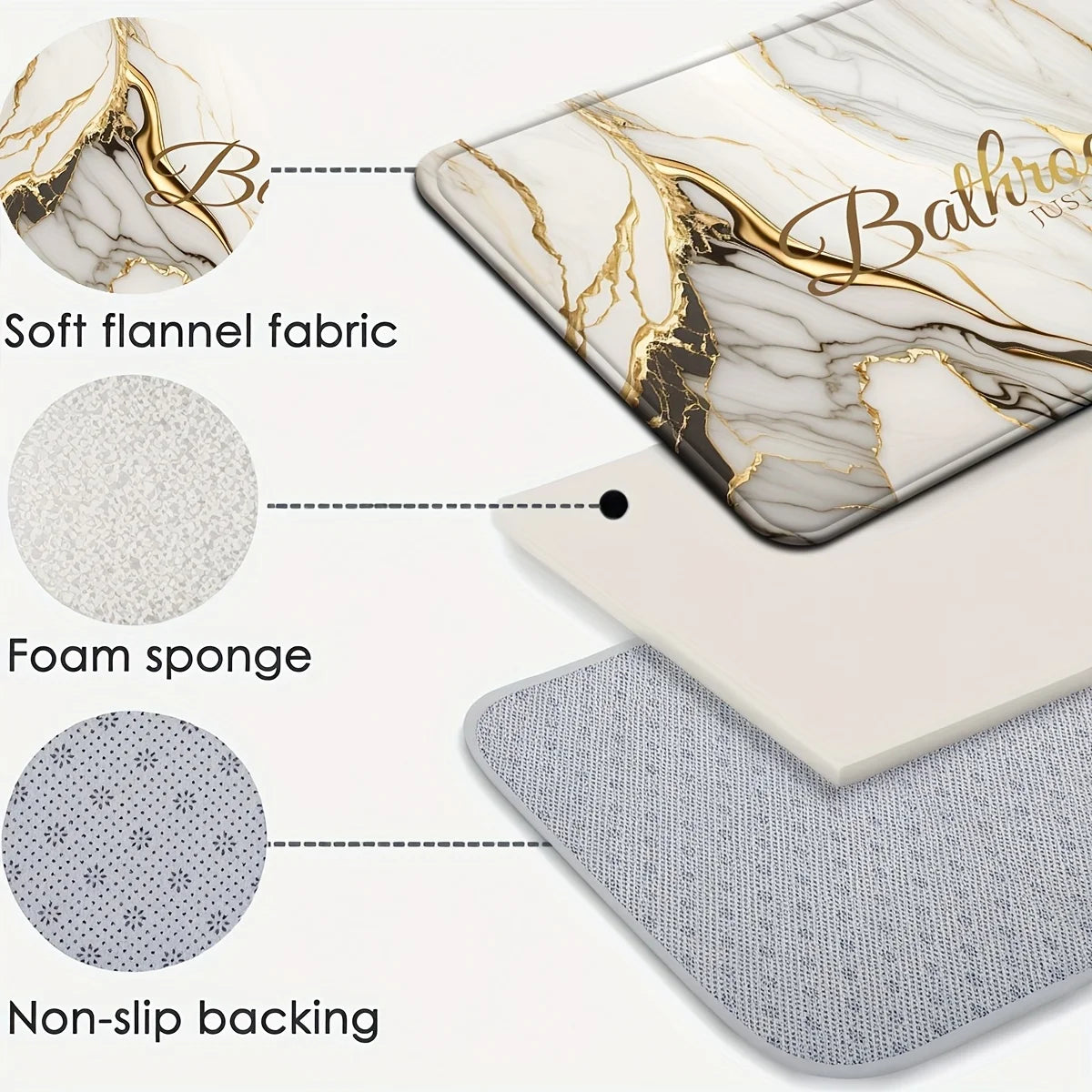 Luxus-Badset – Goldmarmor Design – Rutschfest & Soft
