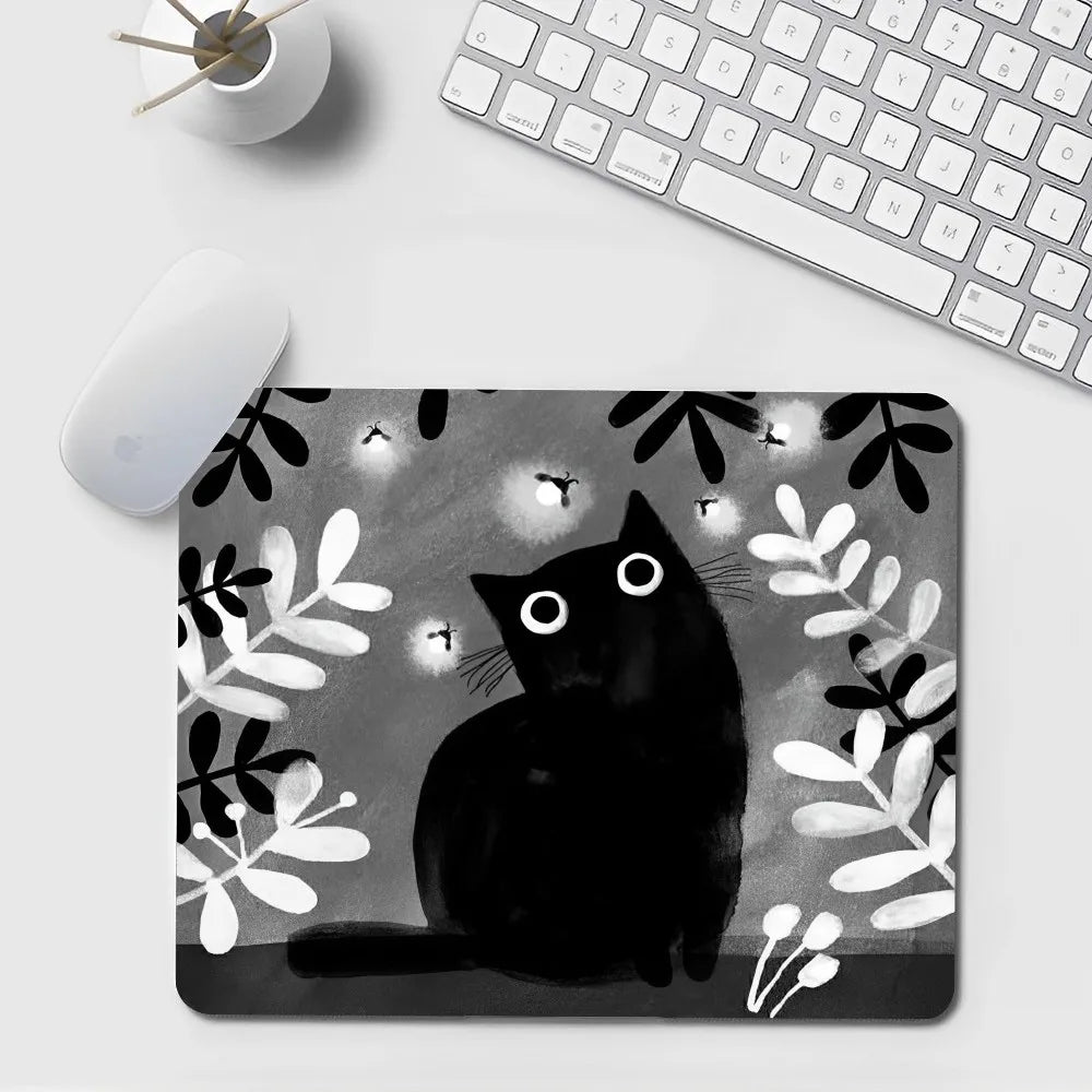 Schwarze Katze Mauspad – Kawaii Gummi Design – 20x25cm