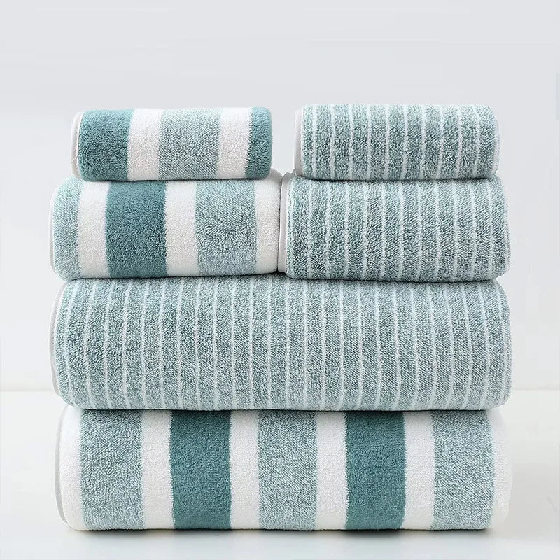Gestreiftes Handtuchset – Schnell trocknend – Badezimmer