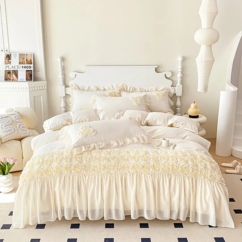 Prinzessinnen Bettwäsche – Mikrofaser Stickerei – 3er Set