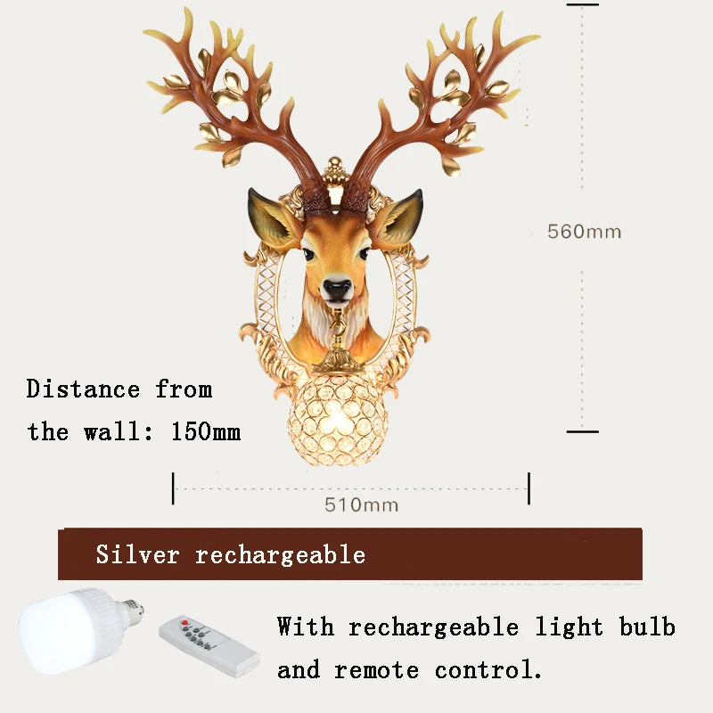 LED Wandlampe – Harz Hirsch Art Deco – Wohnzimmer