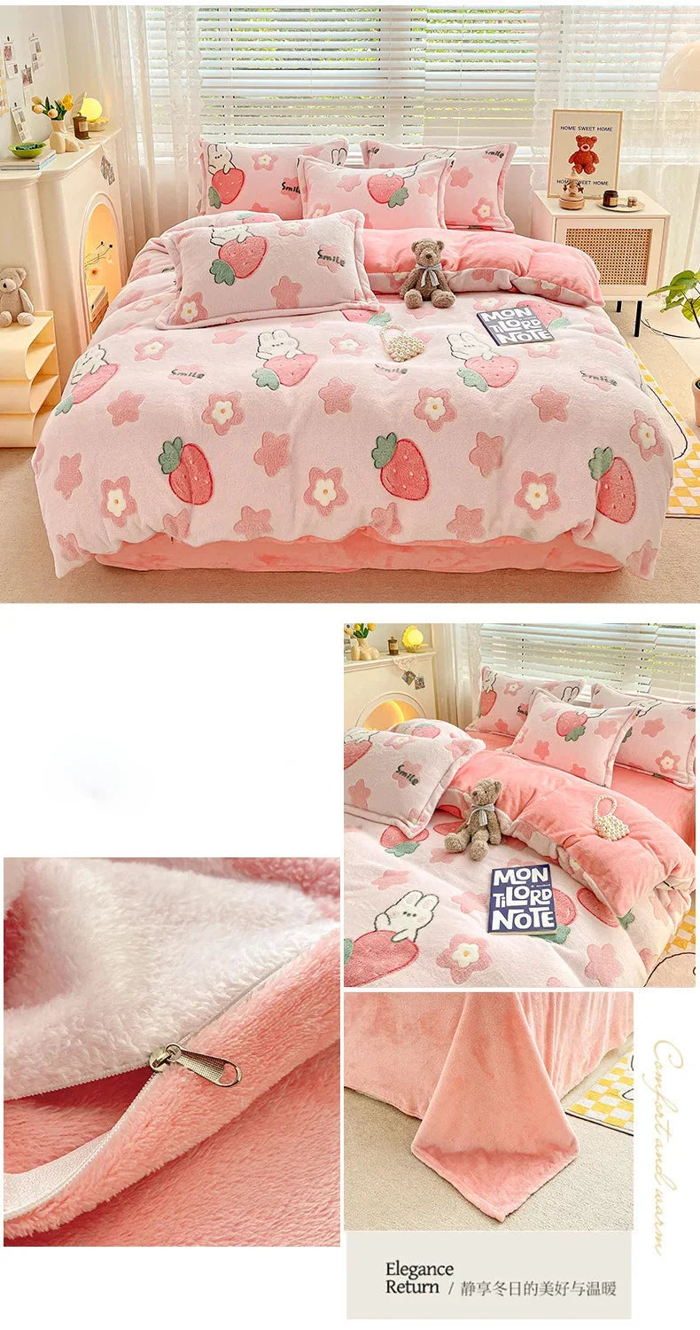 Fleece Bettwäsche – Winter Coral Flanell – 200x230cm