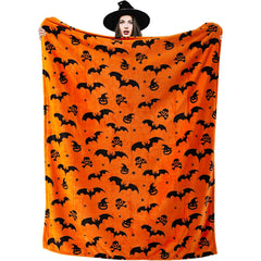 Halloween-Decke – Flanell Fledermäuse & Totenköpfe – 200x150cm