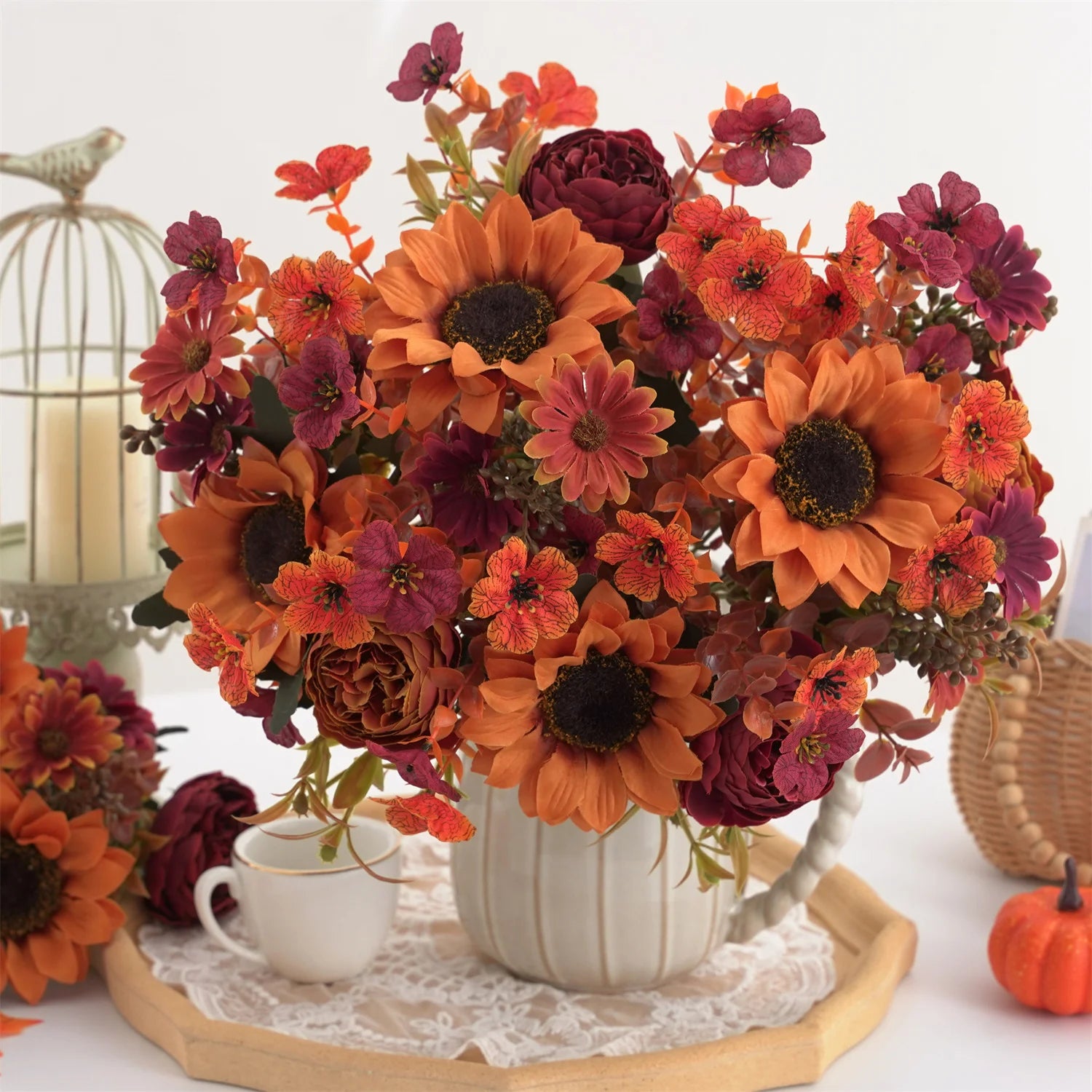 Kunst-Sonnenblumenstrauss – Polyesterdekor – Innenbereich