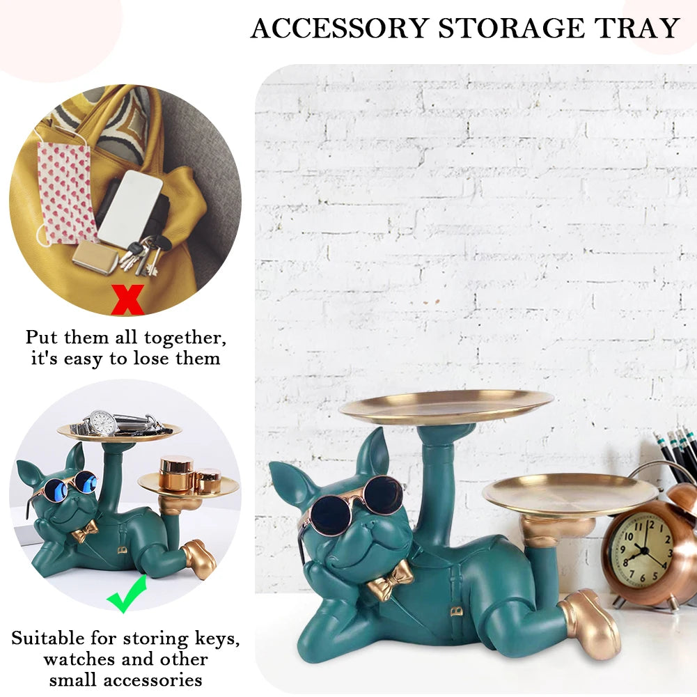 Bulldog Resin Skulptur – Stilvolles Tablett Heimdeko