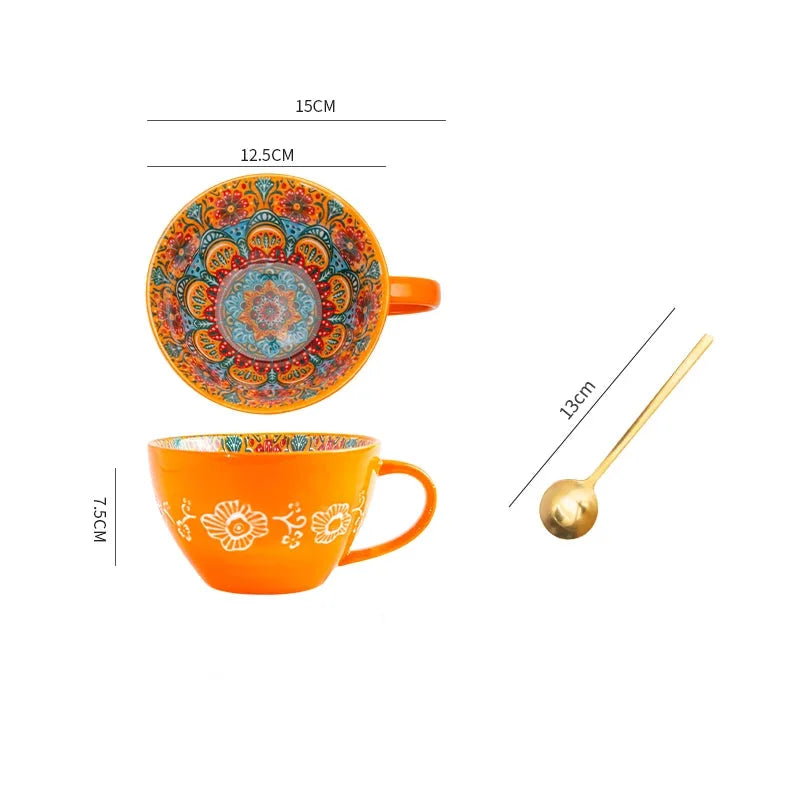 Keramik Frühstücksbecher – Boho – Grosse Kapazität