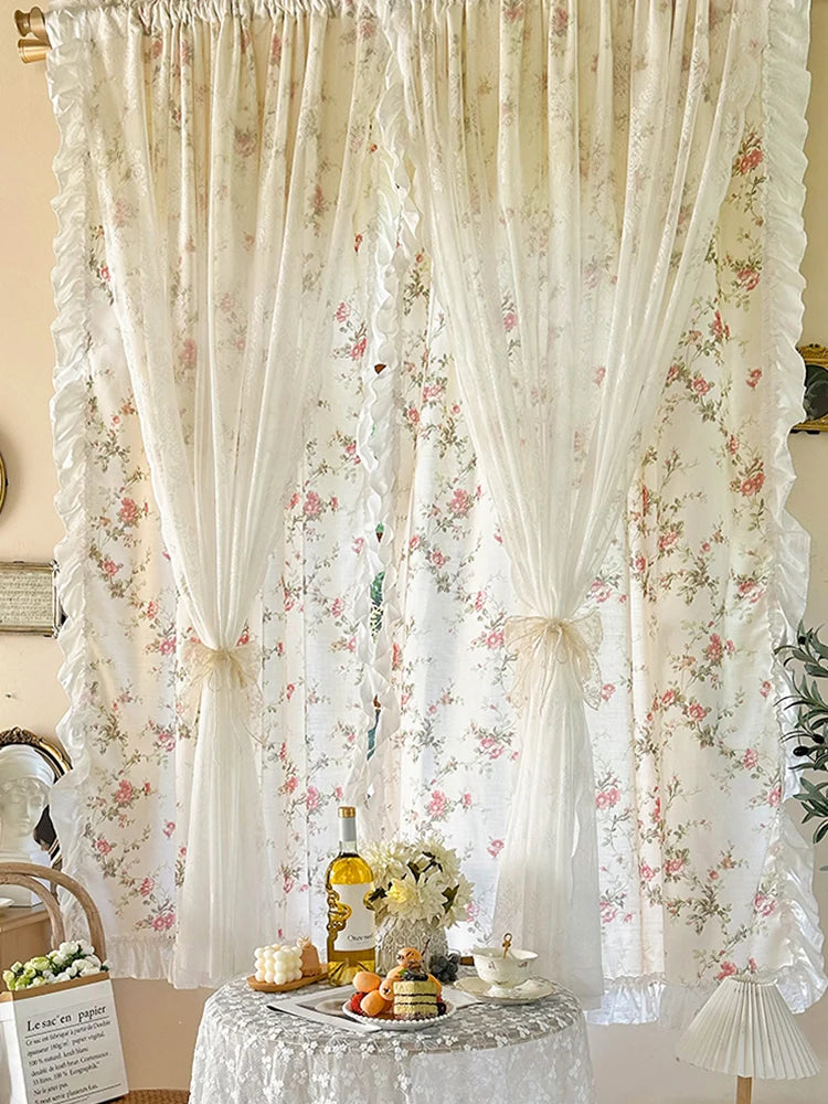 Küchengardinen – Baumwolle Leinen Blumen – Grössen Anpassbar