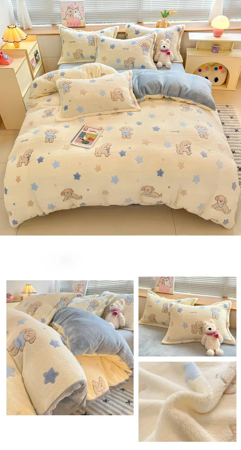 Florale Milchfleece – Moderne Doppelbettdecke 220x240