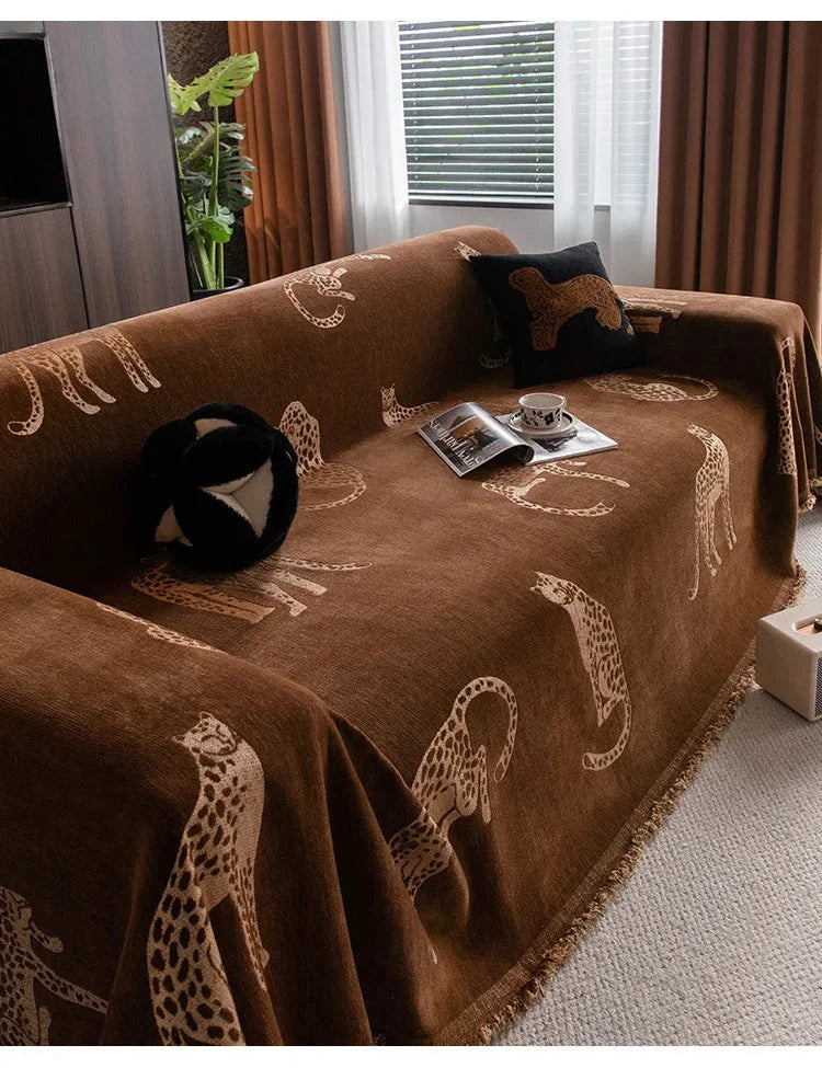 Chenille Überwurf – Leopard Jacquard Muster – Verschiedene Grössen