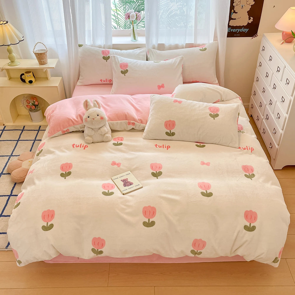 Mehrfarbiger moderner Bettbezug aus Polyesterfleece 200x230cm