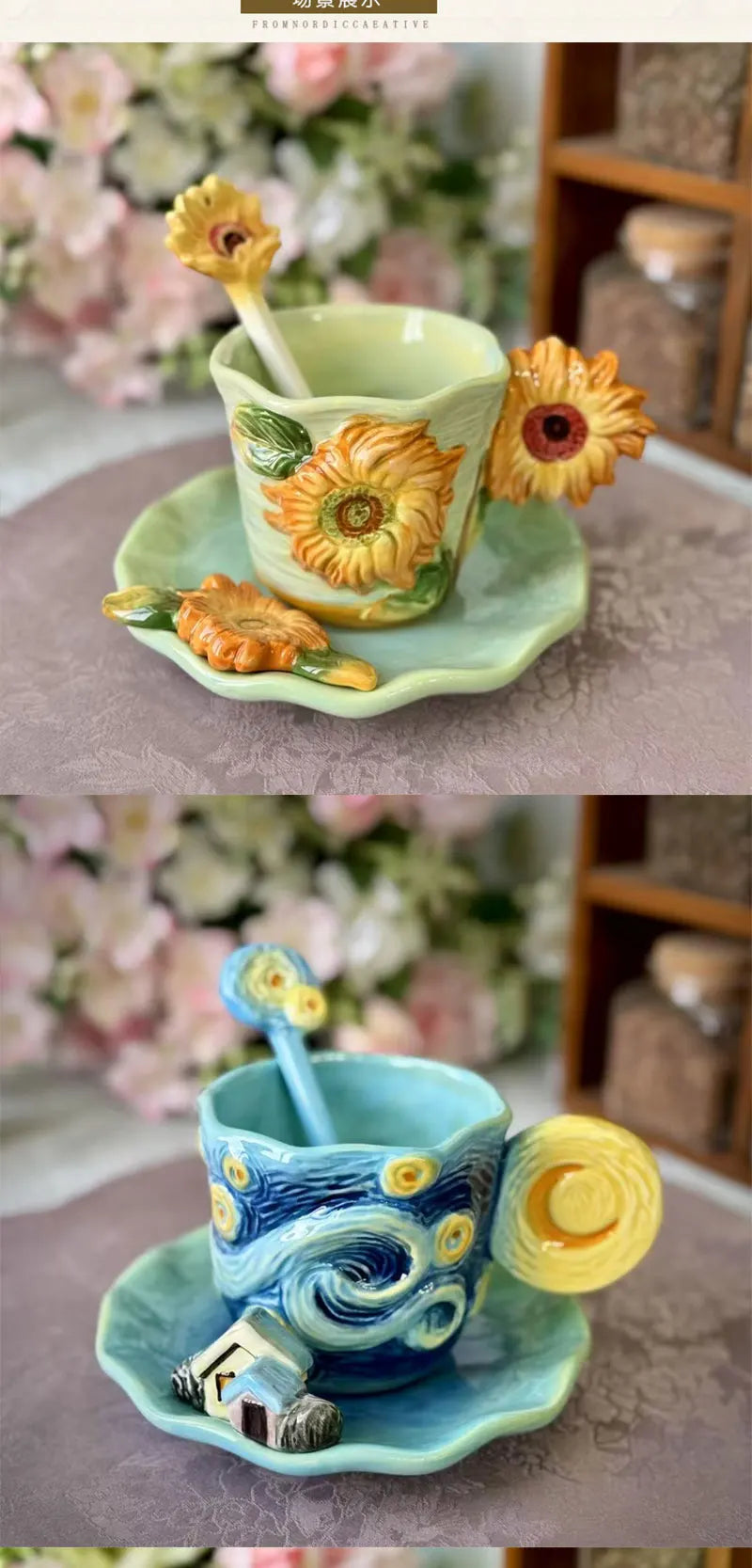 Porzellantasse – Unterglasur Sonnenblume – Umweltfreundlich