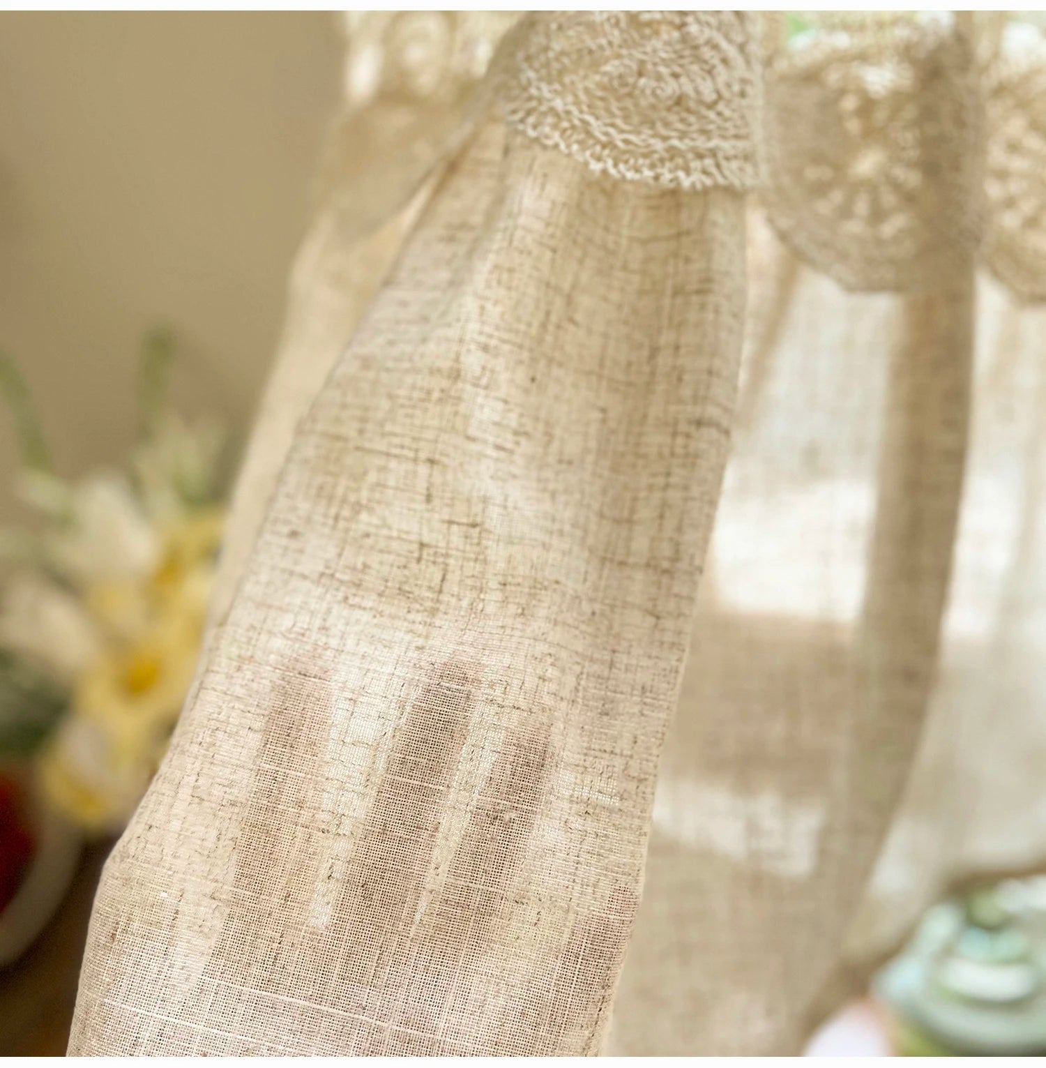 Imitation Hanfvorhang – Boho Spitze – B110 x H60cm