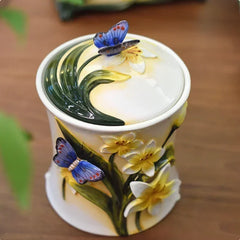 Schmetterlingsorchidee Keramiktablett – Landhausstil – 39cmx25cmx12.7cm