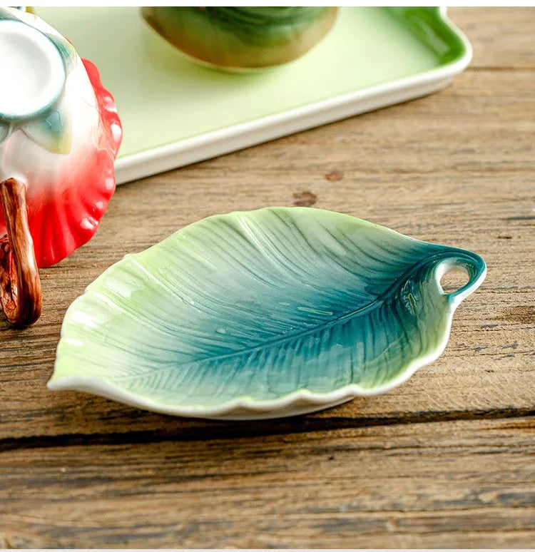 Blumen-Teeset – Porzellan Hibiskus – 9tlg, 6tlg Optionen