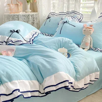 Koreanisches Prinzessinnen-Bettset – Weisse Spitze – Queen/King