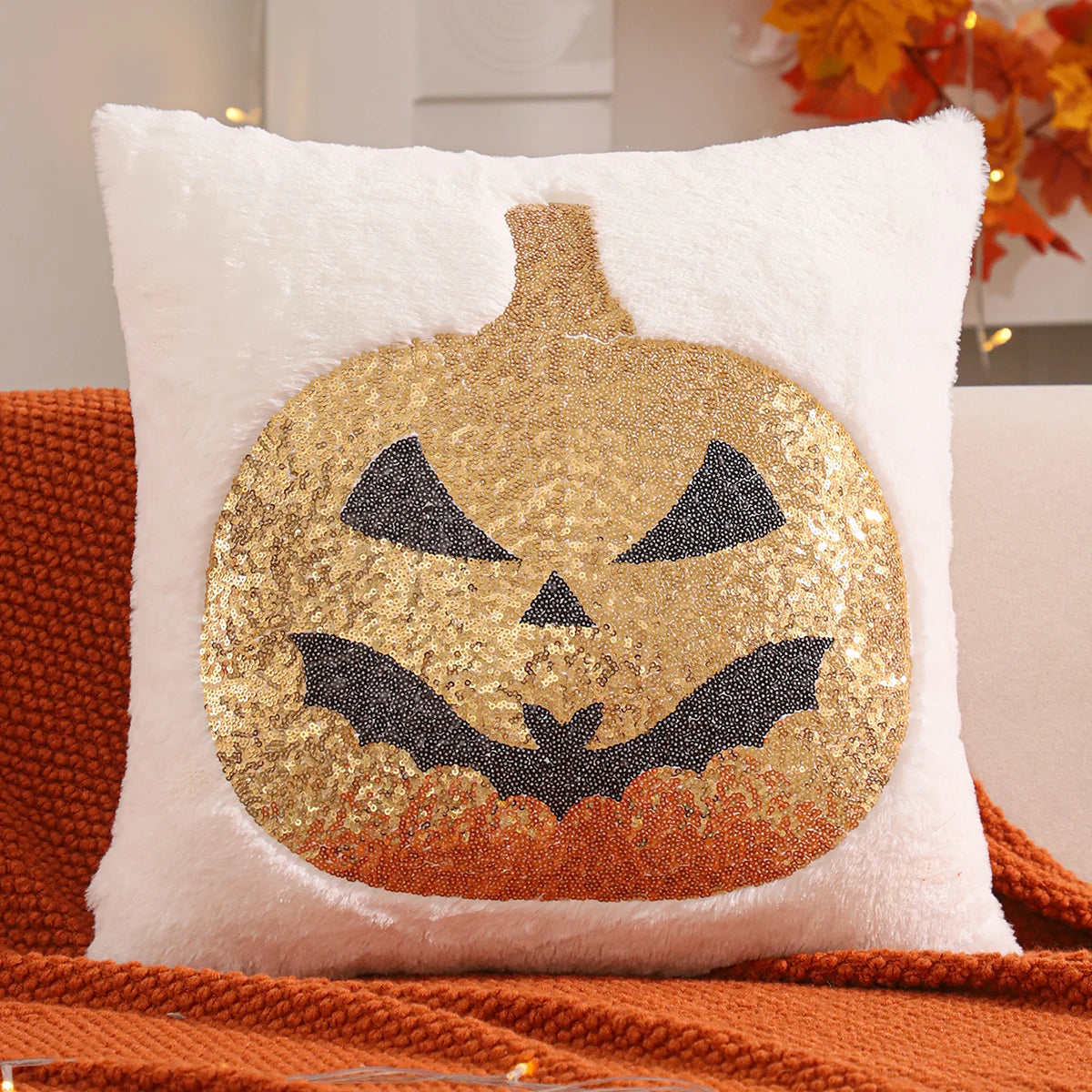 Halloween Deko-Kissenbezug – Paillettenstickerei – 450mm