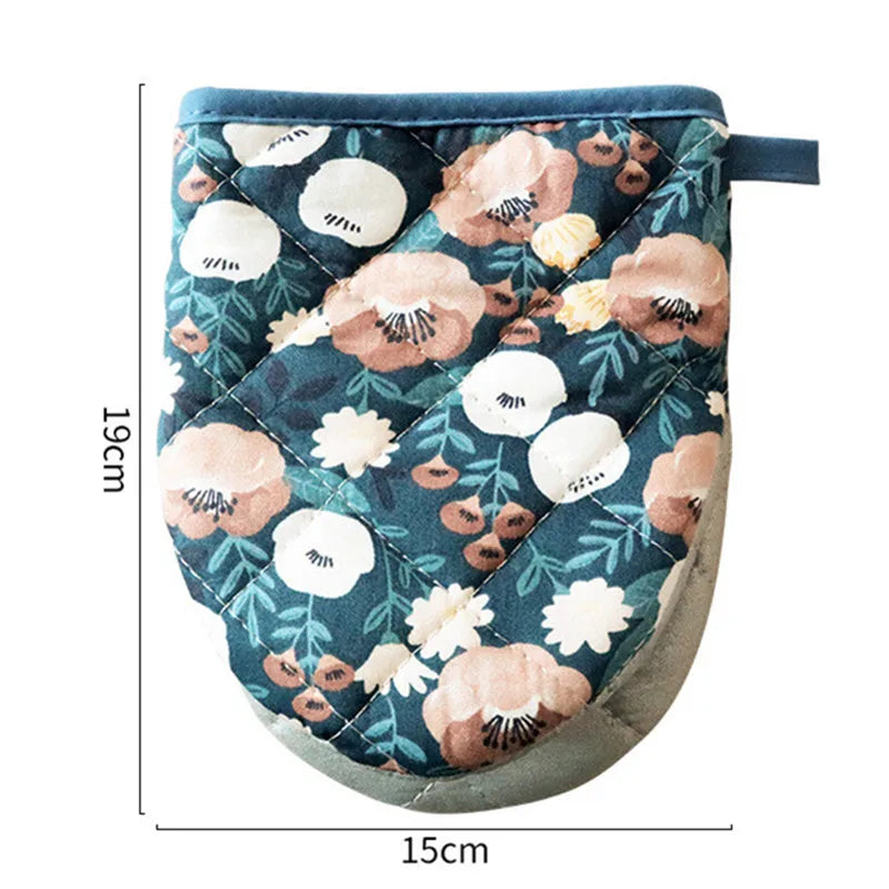 Japanische Blumen-Baumwolle-Ofenhandschuhe – Gedrucktes Herz – 15x19cm
