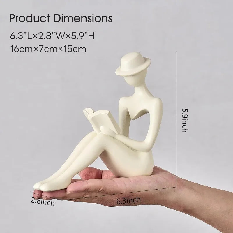 Resin Bücherregal Figur: abstrakte Frau in Ruhig-Farbe