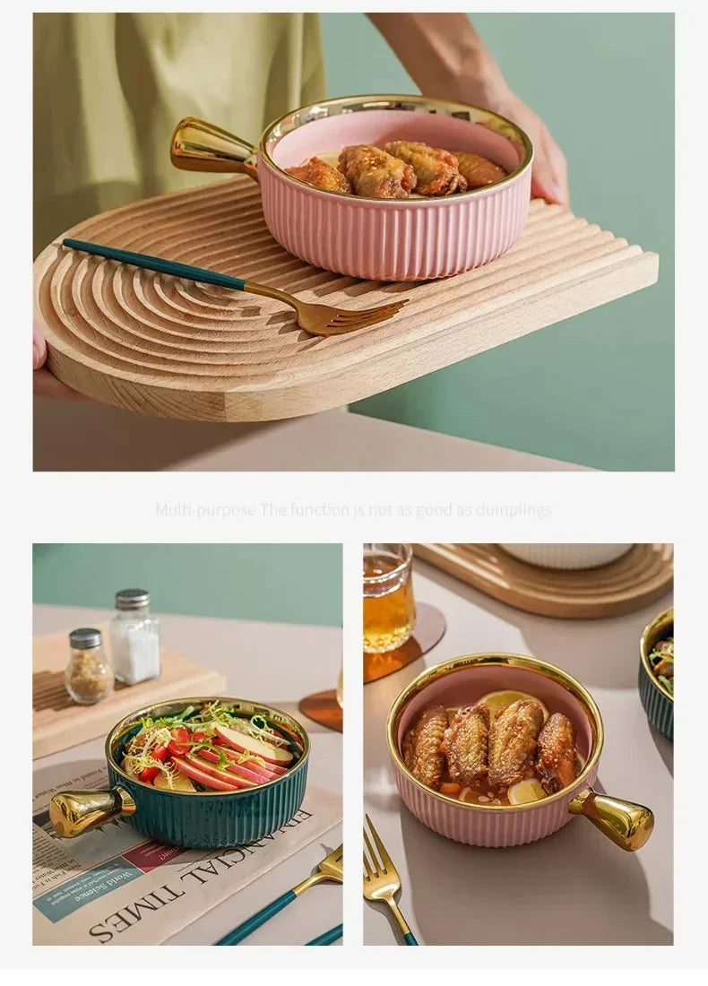 Keramikschale – Modernes Bone China mit Goldrand