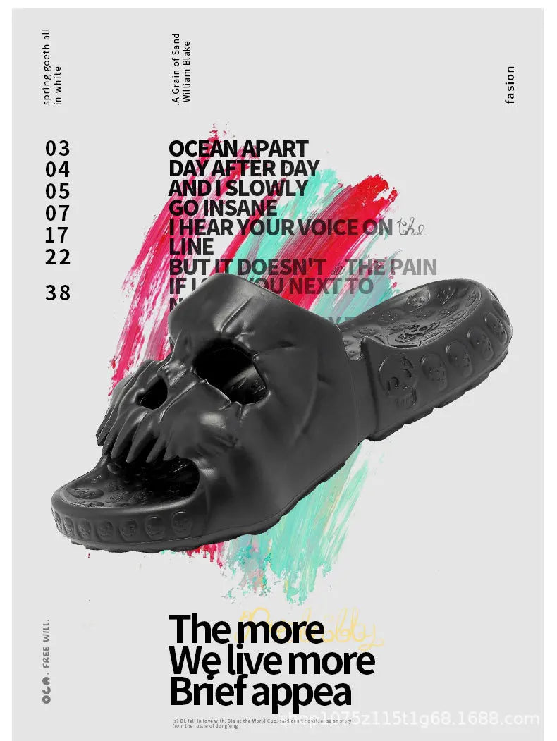 Halloween Totenkopf Slipper – EVA Komfort, Innen/Strand