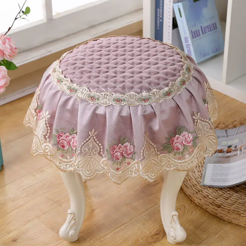 Luxus Hockerüberzug – Jacquard Strick – Ø 35 cm