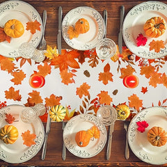 Herbst Tischläufer Leinen – Ahornblatt Design – 150x33cm