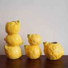 Fruchtförmige Vase – Keramik Vintage – Zitrone 12x4x10cm