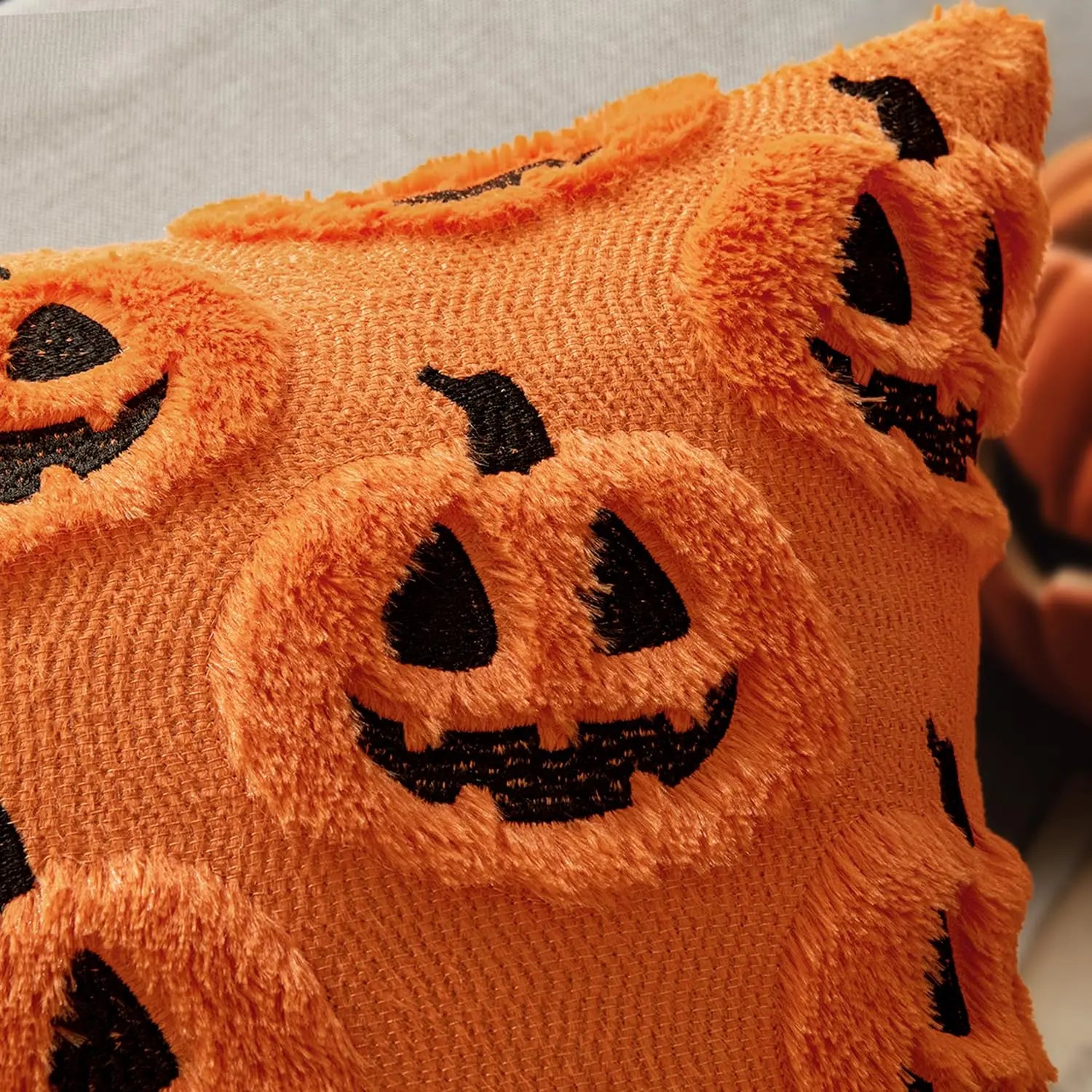 Halloween Kürbis Kissenbezug – Faux Wolle – 45x45CM