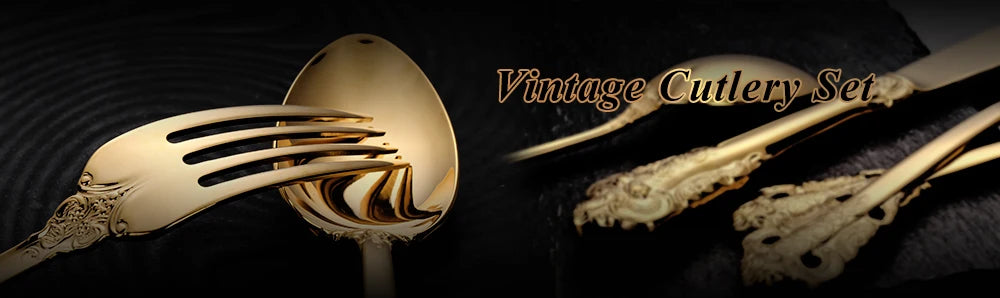 Vintage Gold Besteckset – Edelstahl – Service für 6