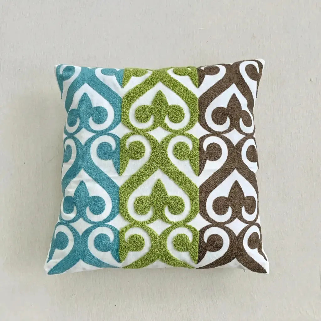Grüne Blatt Stickerei Kissenbezug – Modernes Baumwolle 45x45cm
