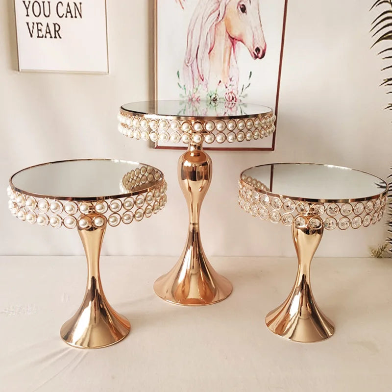 Hochzeits-Kuchenständer – Gold/Silber Metall – H20-39cm