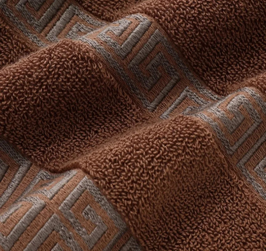 Jacquard Handtuchset in schwarz, 100% Baumwolle, 34x74cm und 70x140cm Grösse