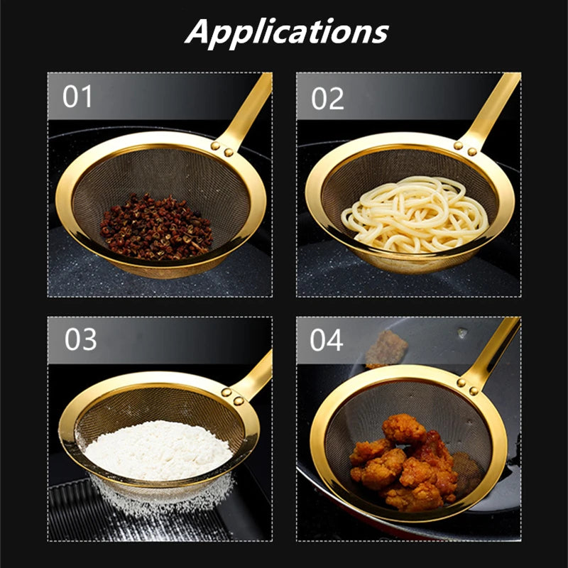 Edelstahl-Skimmer – Goldenes Netz-Design – 5 Grössen