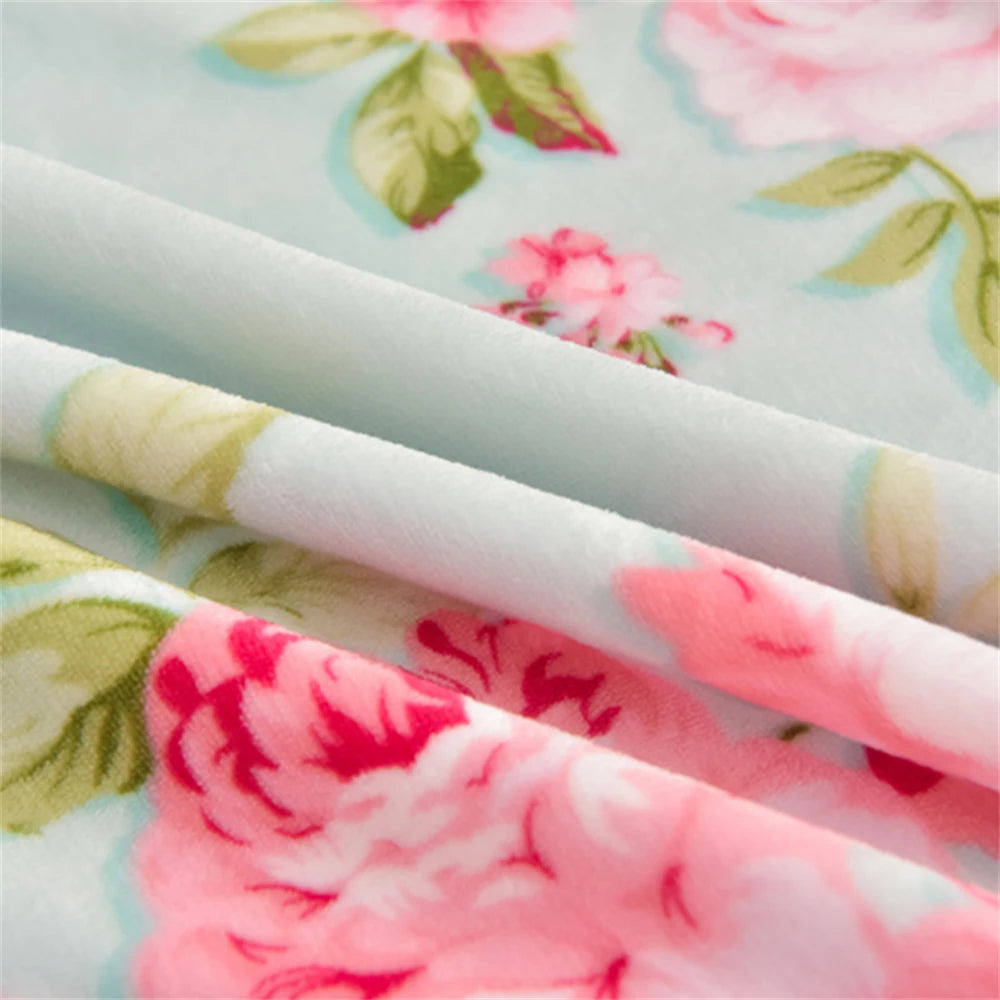 Gedrucktes Flanell-Bettwäscheset – Blumen Fleece – 220x240 cm
