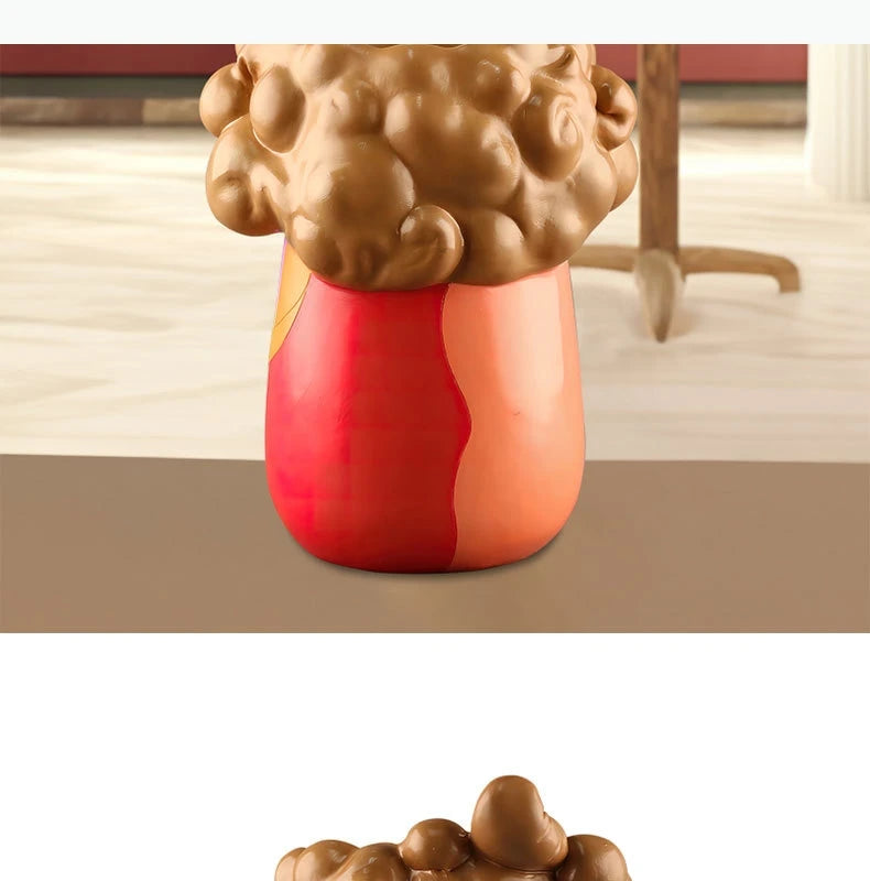 Cartoon Harz Blumentopf – Lockiges Mädchen, 16x22cm