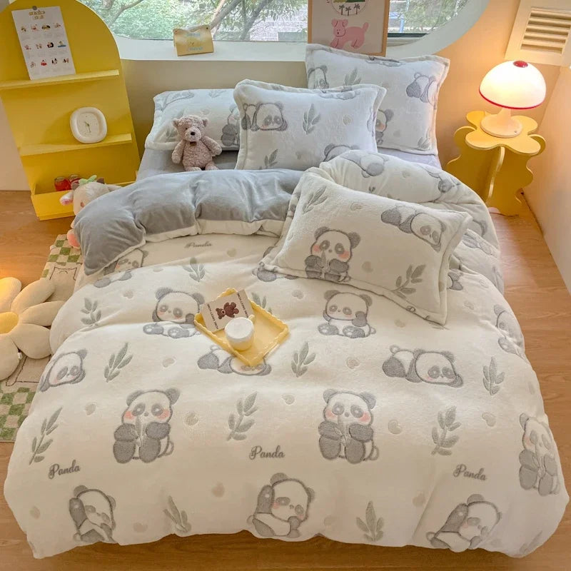 Florale Milchfleece – Moderne Doppelbettdecke 220x240