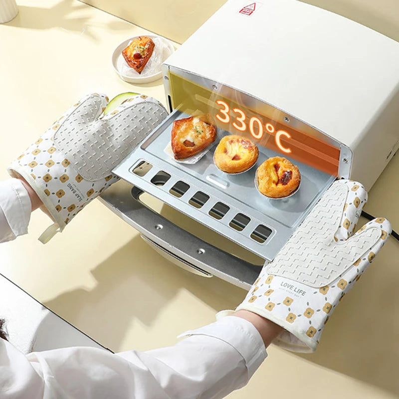 Hitzebeständige Backhandschuhe - Baumwolle/Silikon - Ofengebrauch