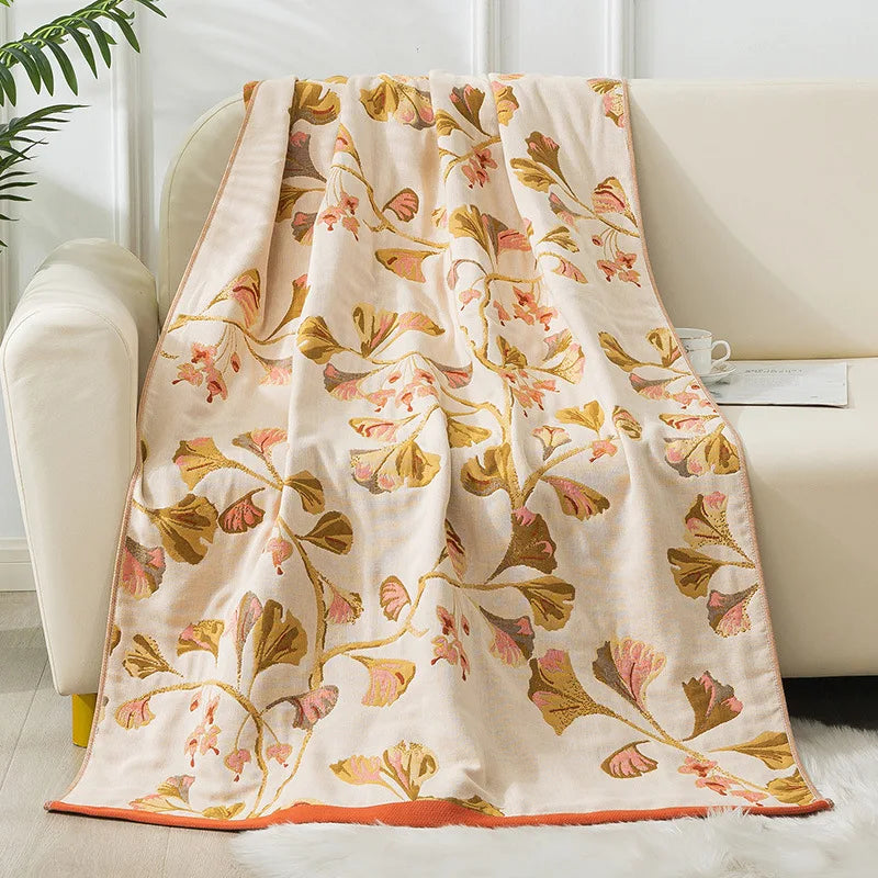 Luxus Badetuch – Baumwollgaze Blumen – 90x180cm