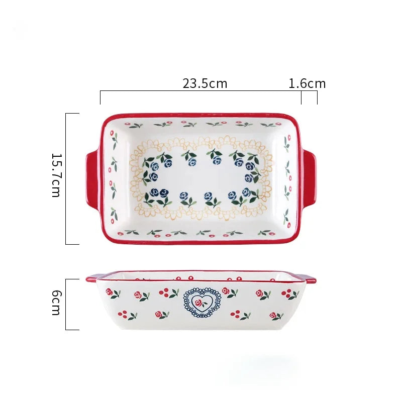 Keramik Backform – Doppelgriff Pflanzenmuster