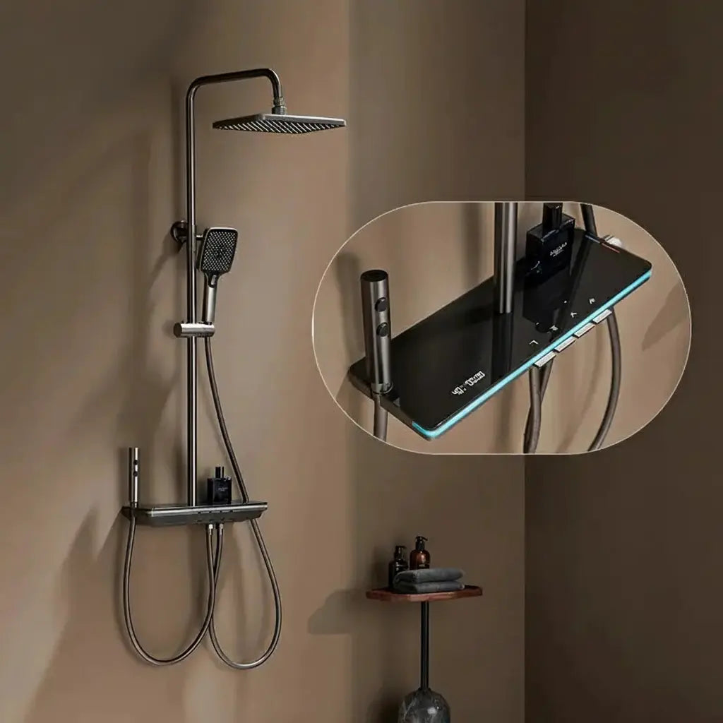 Gold-Duschsystem – Messing-Design – Höhenverstellbar