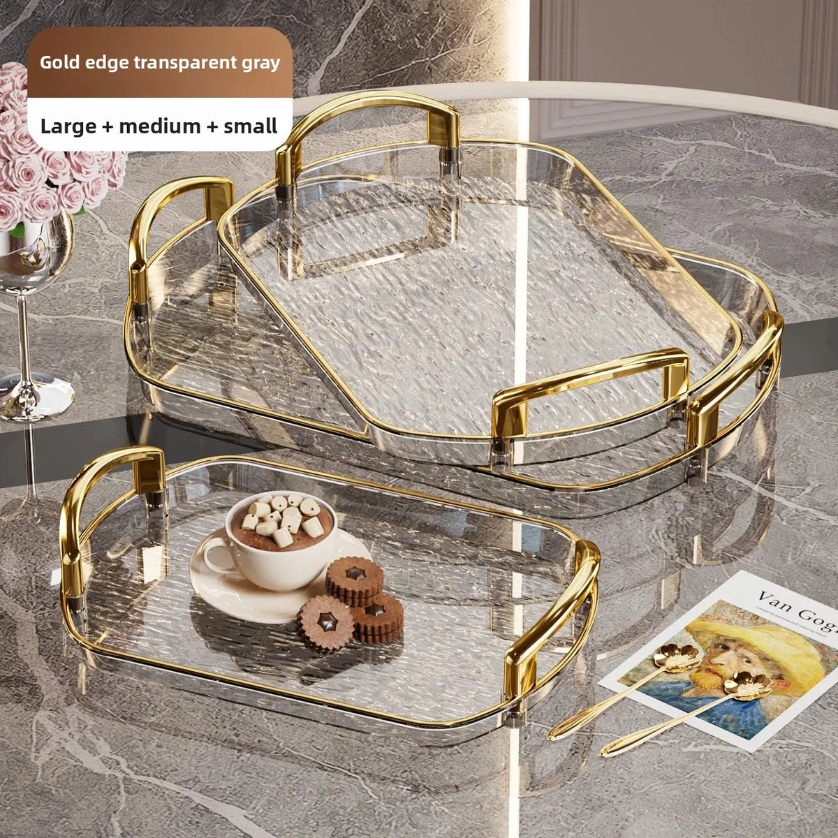 Transparente PET Ablage – Gletschermuster – Vielseitig