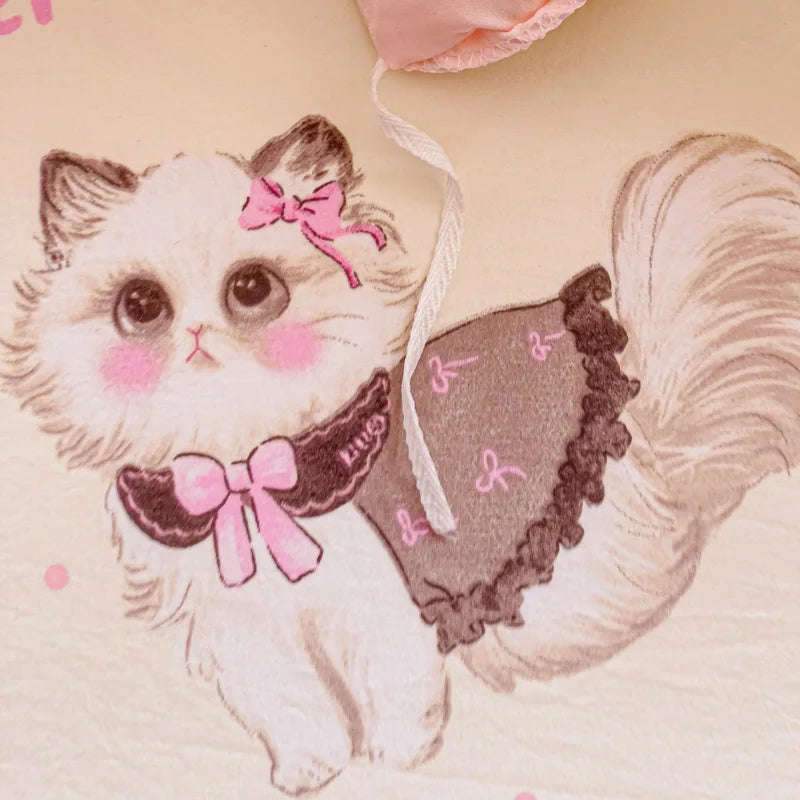 Bettwäsche-Set – Süsse Rosa Cartoon-Katzen – Weiche Baumwolle